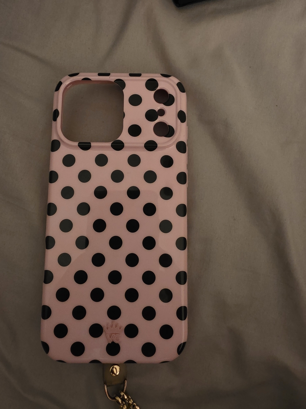 17 Pro-Max Pink Polka Dot Phone Case with Black Dots - Fashion Protective Cover